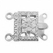 Metalen clip sluiting ± 20x10mm 2x2 oogjes Antiek zilver